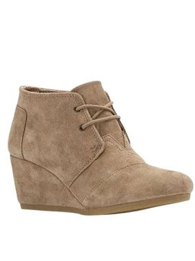 Toms Taupe Desert Wedge Suede Bootie Boot Shoes size 11